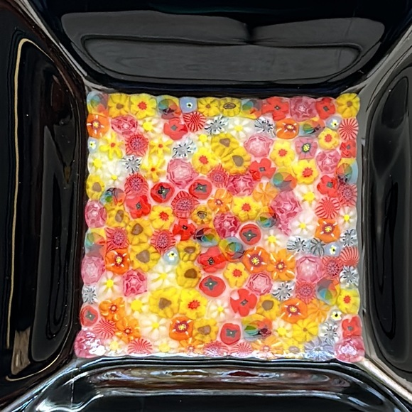 Handmade ART GLASS MILLEFIORI dish- ~9.5” - Picture 2 of 3